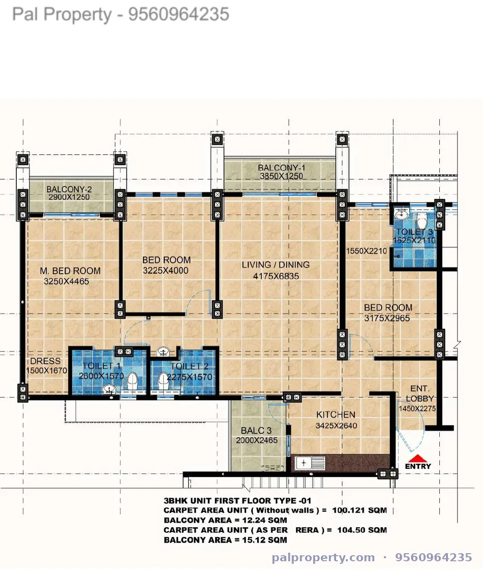 HIG 3BHK Plan
