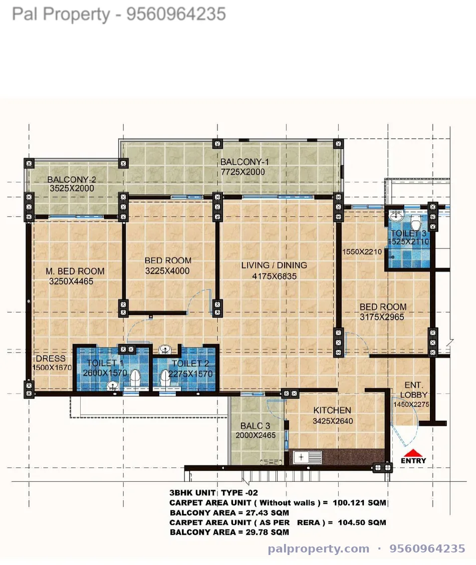 HIG 3BHK Plan Type 2