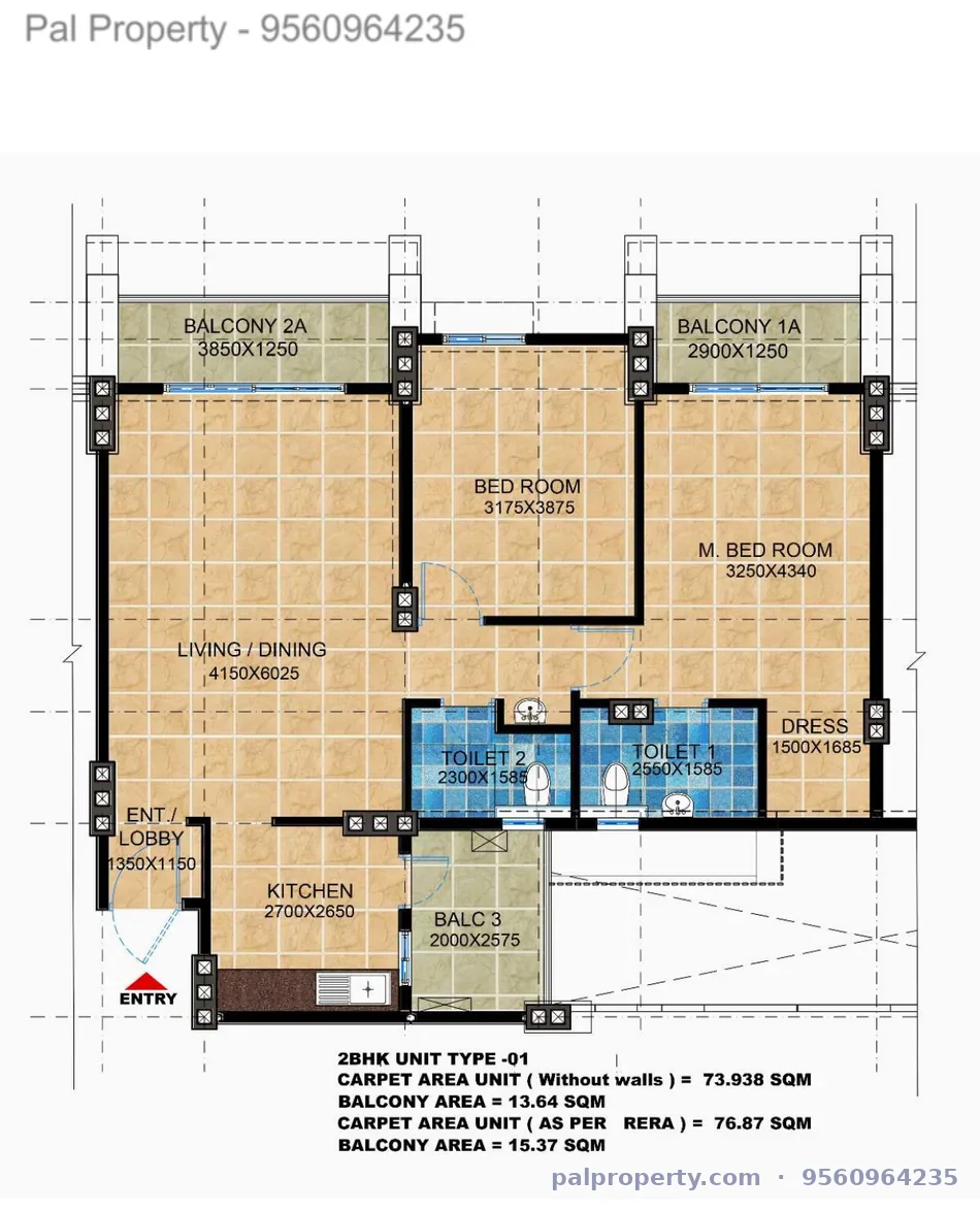 MIG 2BHK Plan Type 1