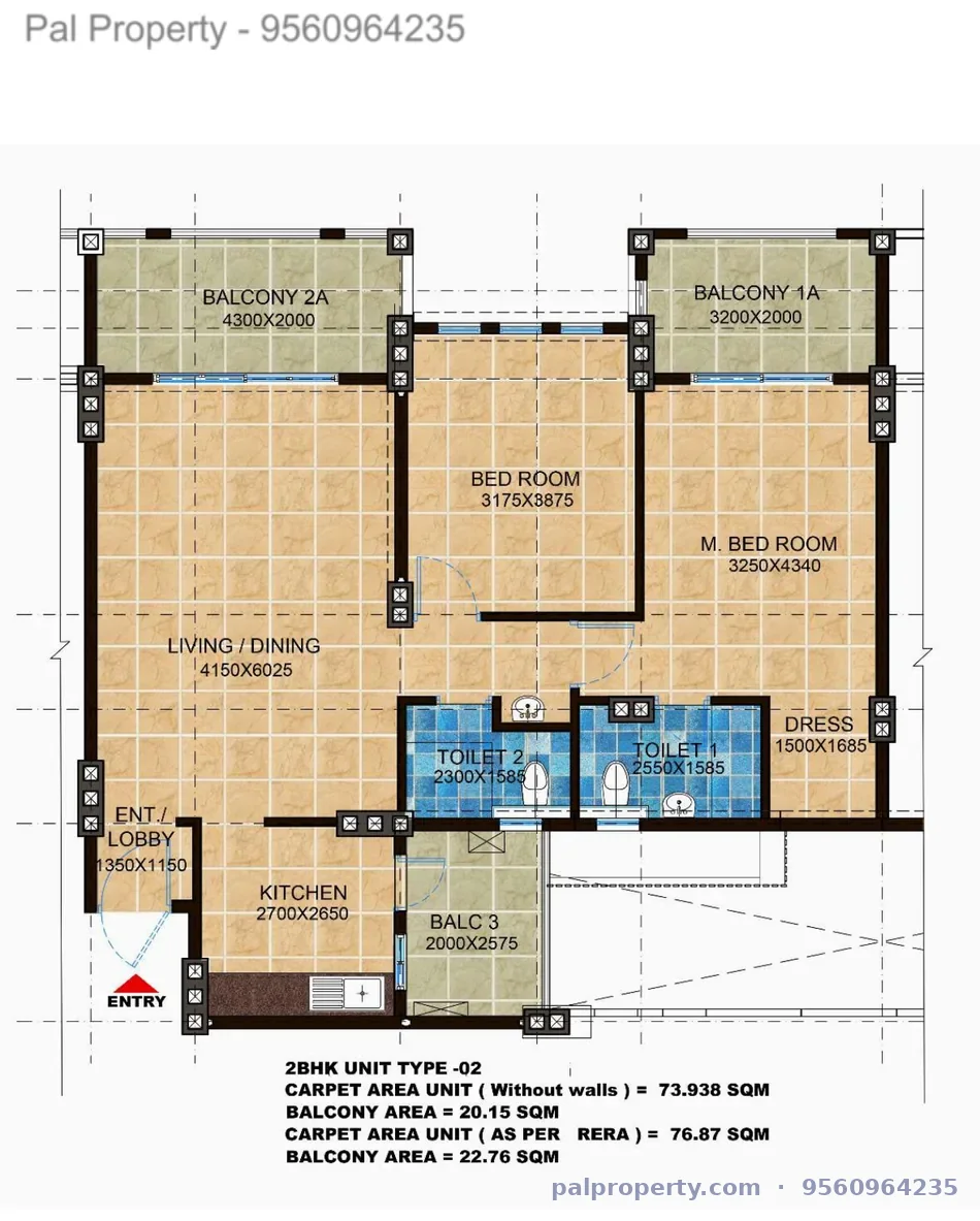 MIG 2BHK Plan Type 2